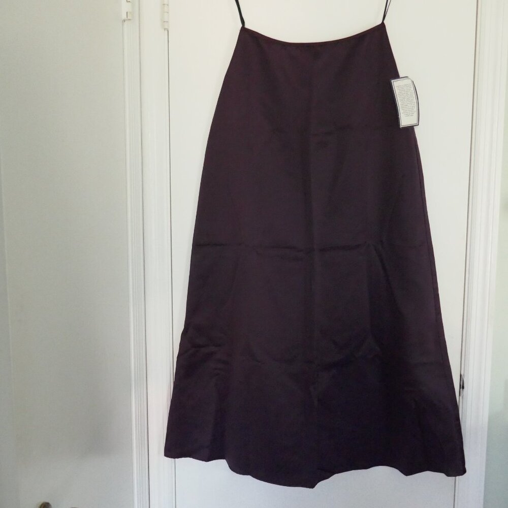 NWT Steppin’ Out gorgeous satin aubergine a-line floor length maxi skirt sz 9/10